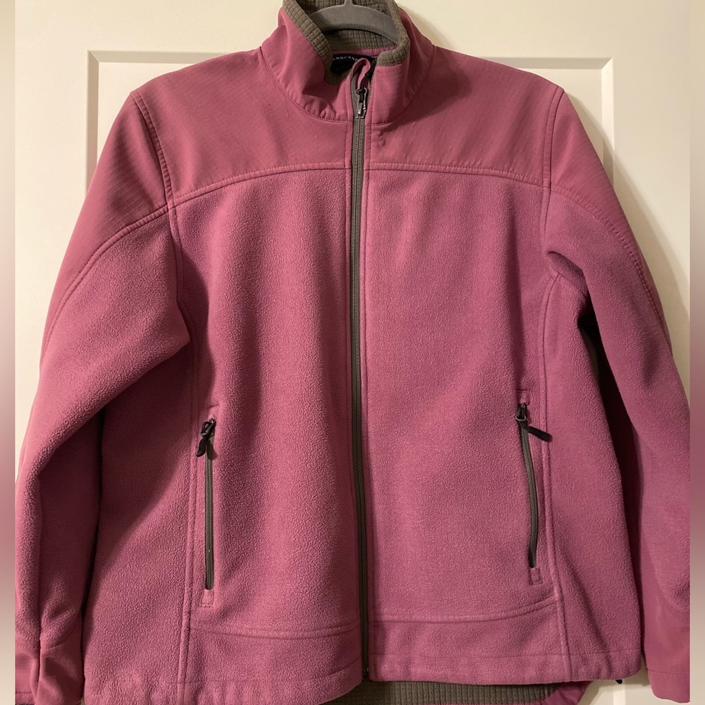 L.L. Bean wind check fleece jacket w/ waffle knit fleece interior Women M